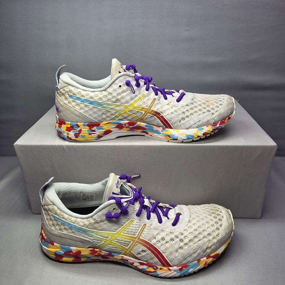 Asics Gel Noosa Tri 12 Fresh Ice White Athletic‎ Shoes Womens 8 Rainbow Runners